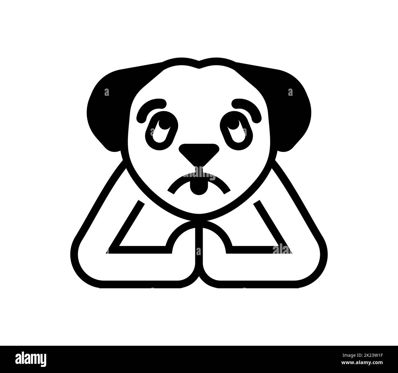 Il cane sta pregando. Il cane chiede e piega le zampe in preghiera. Illustrazione Vettoriale