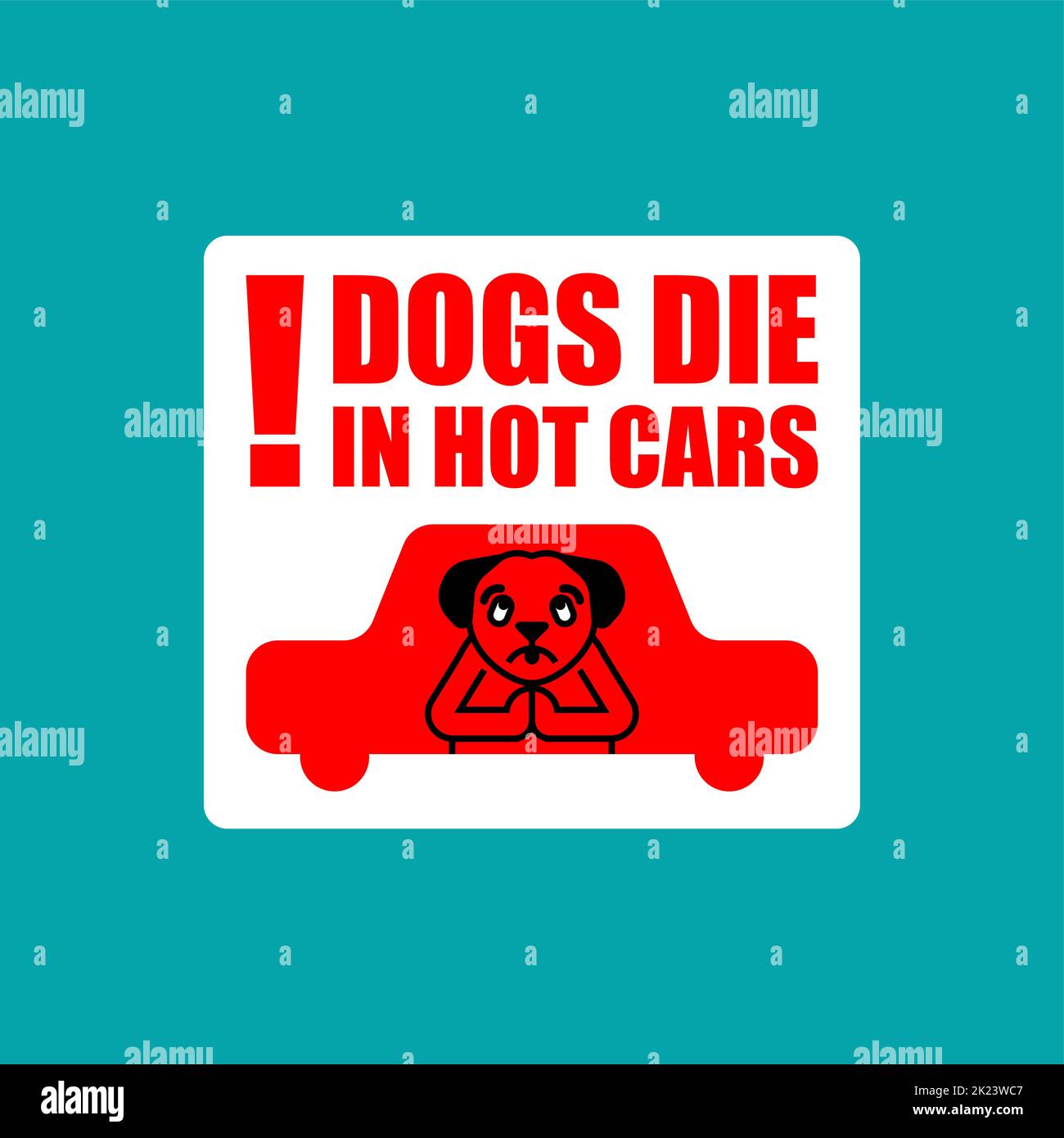 I cani muoiono in auto calda. Pericolo segnale auto Illustrazione Vettoriale