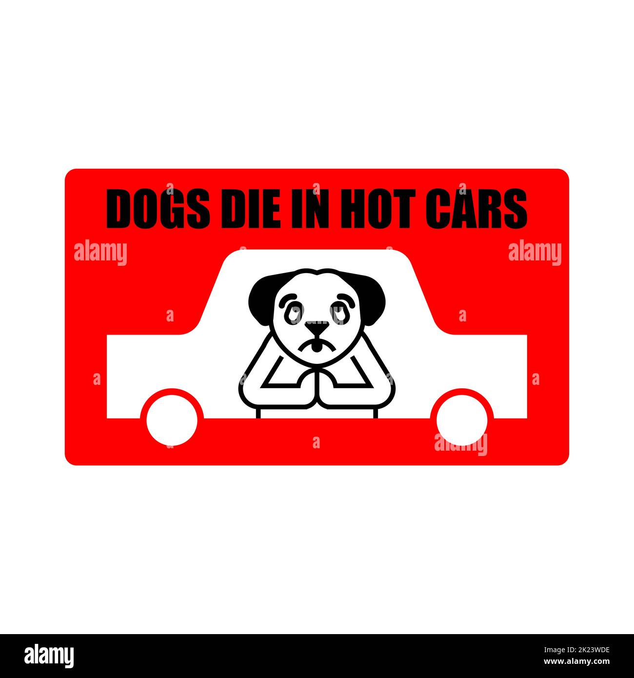 I cani muoiono in auto calda. Pericolo segnale auto Illustrazione Vettoriale