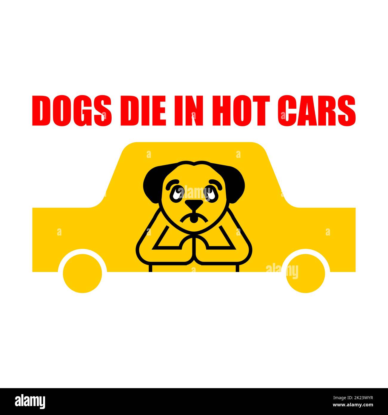 I cani muoiono in auto calda. Pericolo segnale auto Illustrazione Vettoriale