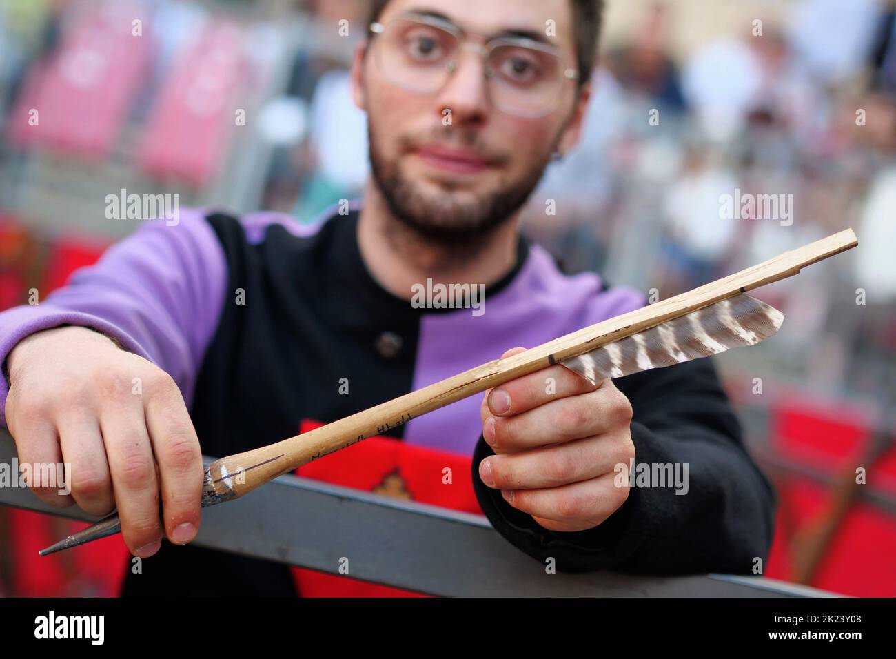 Italia, Sansepolcro (Arezzo), 11 settembre 2022 : Palio di Crossbow (Palio della balestra). Si tratta di un evento storico che si è tenuto continuamente Foto Stock