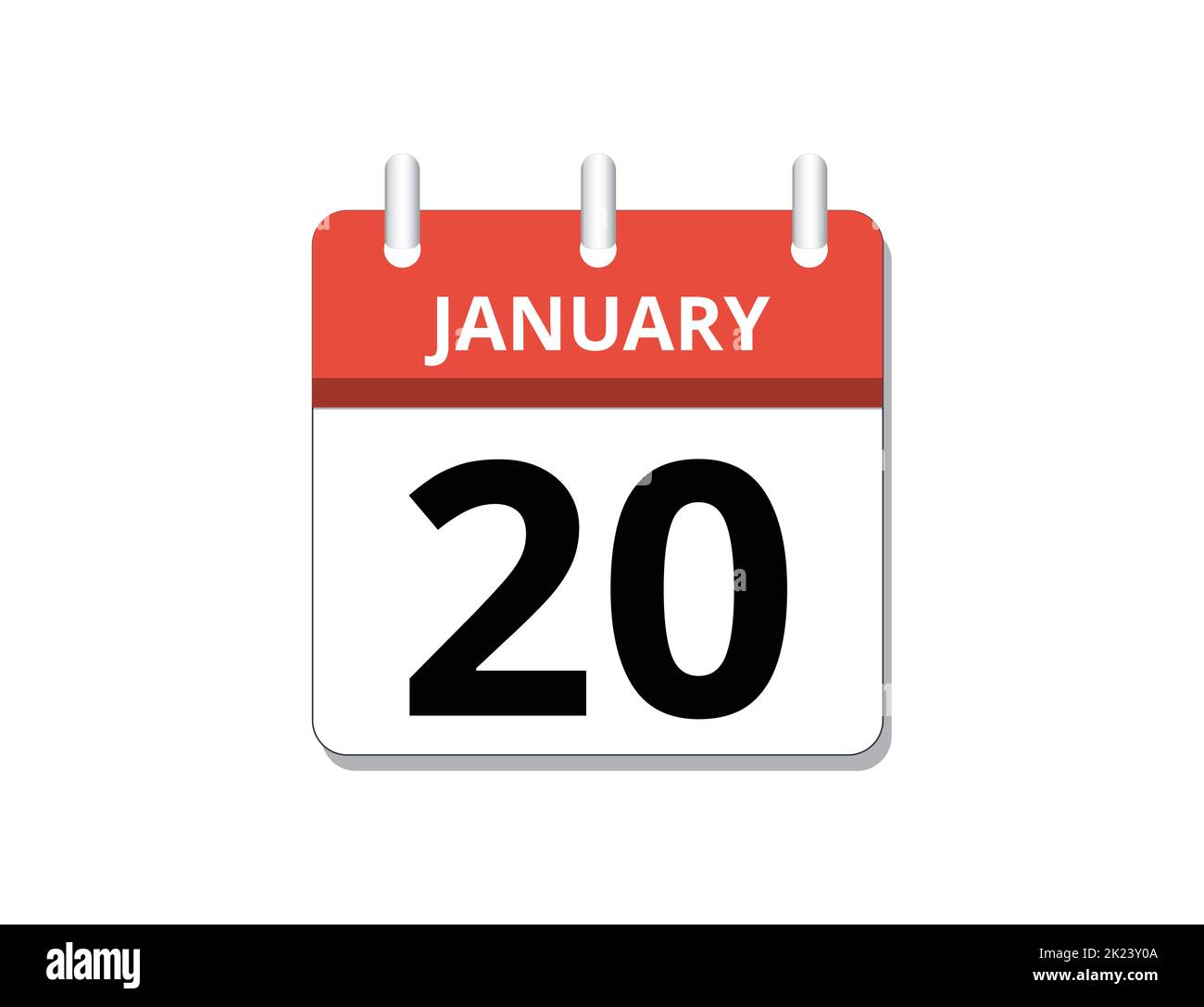 Gennaio, 20th vettore icona calendario, concetto di pianificazione, business e compiti Illustrazione Vettoriale