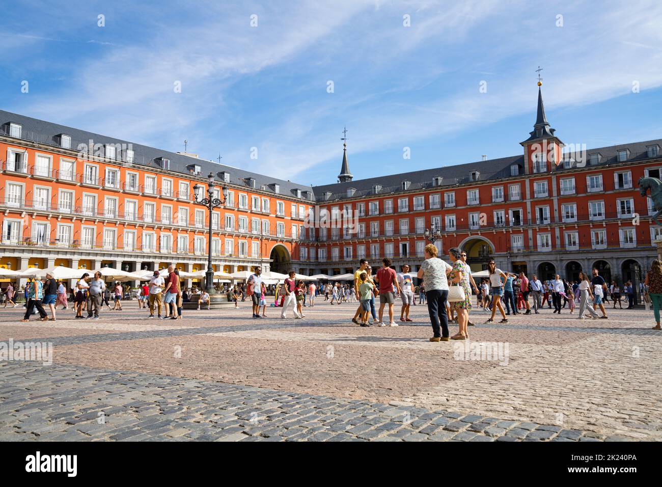 Madrid, Spagna, settembre 2022. Vista panoramica della Plaza Major nel centro della città Foto Stock