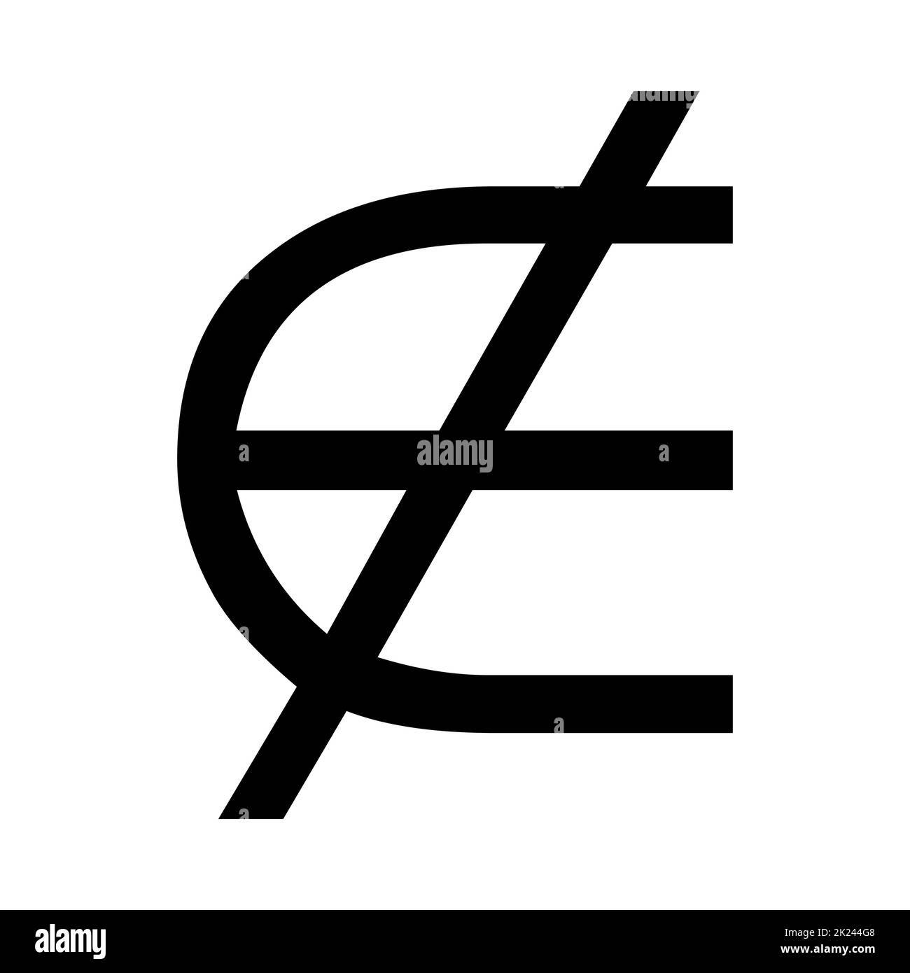 Non un elemento di, segno di matematica su sfondo bianco Illustrazione Vettoriale