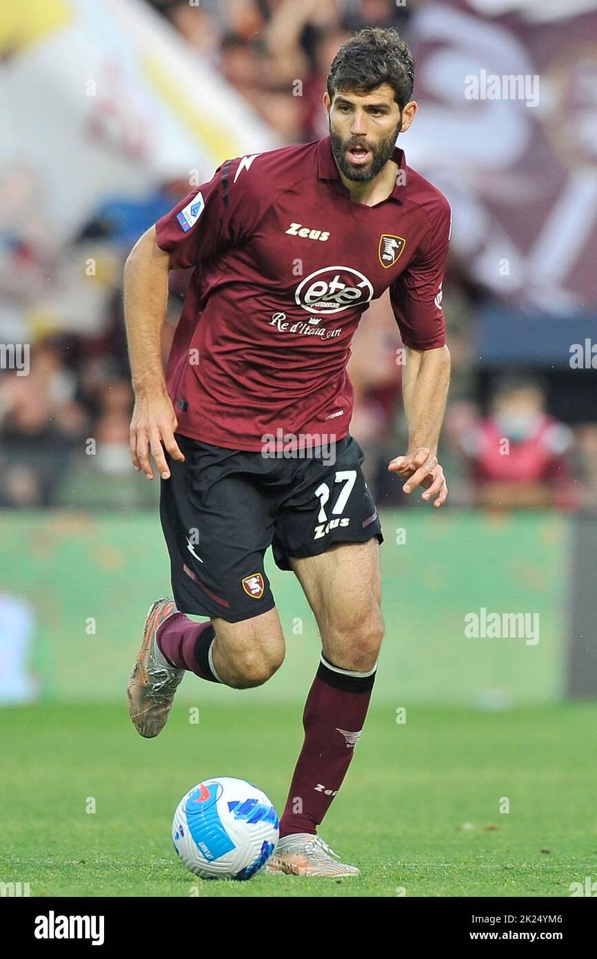 Federico Fazio giocatore di Salernitana, durante la partita della Serie Italiana A campionato tra Salernitana vs Venezia risultato finale, Salernitana 2, venez Foto Stock