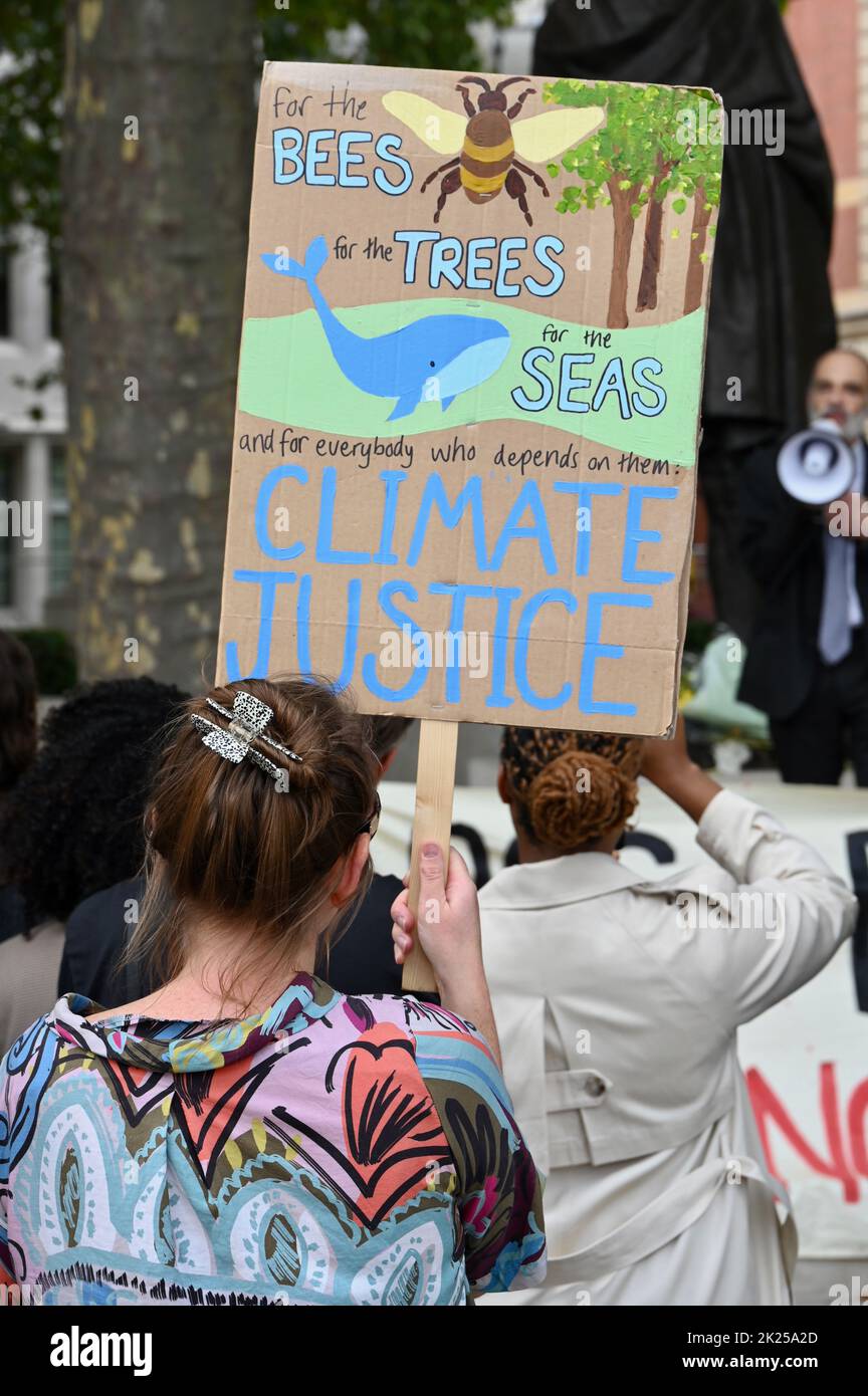 Londra, Regno Unito. Rally in Piazza del Parlamento per evidenziare i gravi impatti del cambiamento climatico che già colpisce le comunità di tutto il mondo. Foto Stock