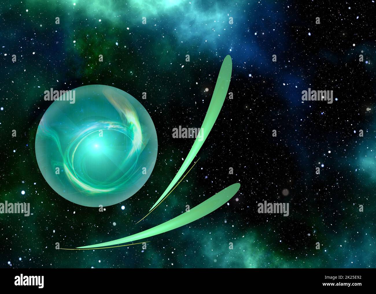 Un disegno astratto stravagante su sfondo scuro. Foto Stock