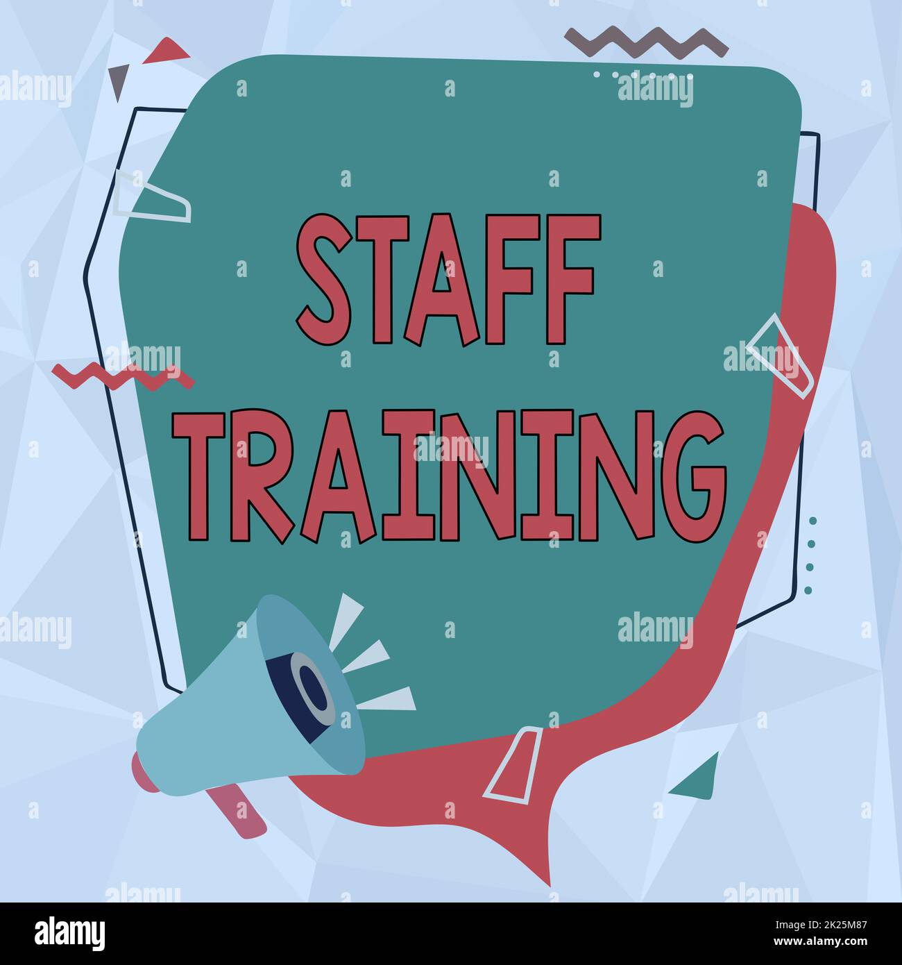 Formazione del personale di scrittura a mano. Internet Concept Un programma che aiuta i dipendenti ad apprendere conoscenze specifiche Megaphone Drawing Making New Announcement to Chat Cloud. Foto Stock