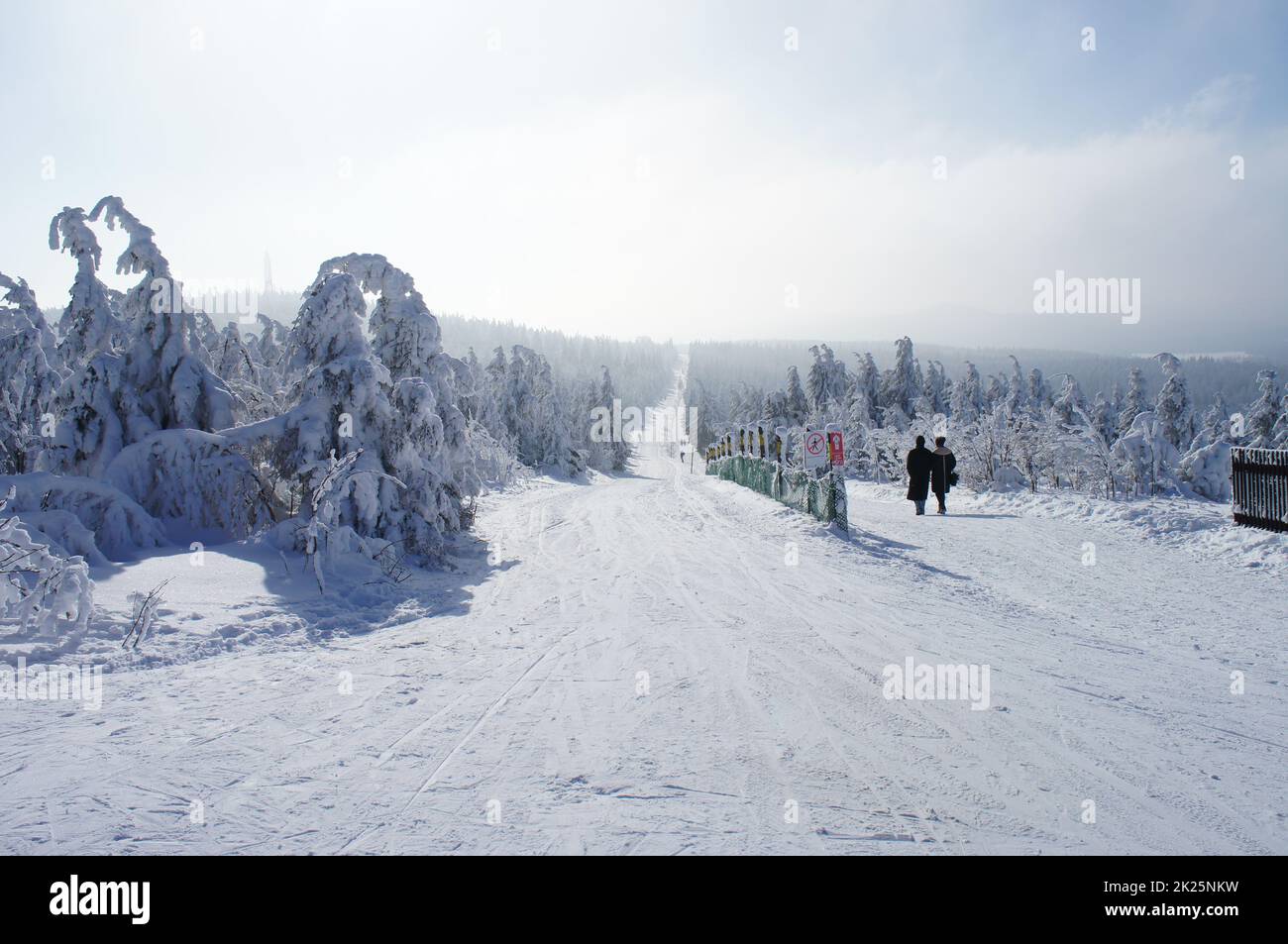Pista da sci di fondo sul Fichtelberg Foto Stock