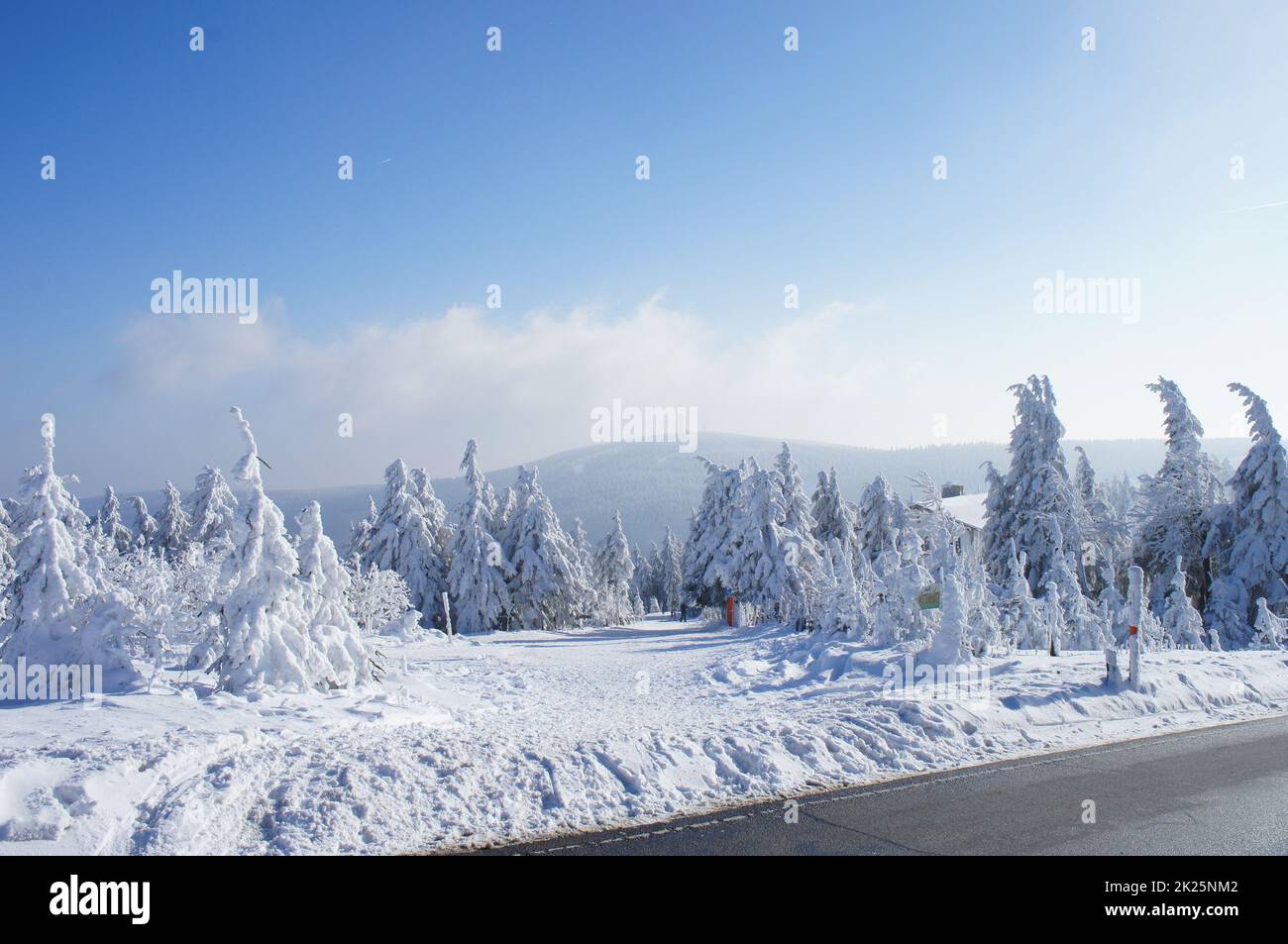 Paesaggio invernale nei Monti metalliferi Foto Stock