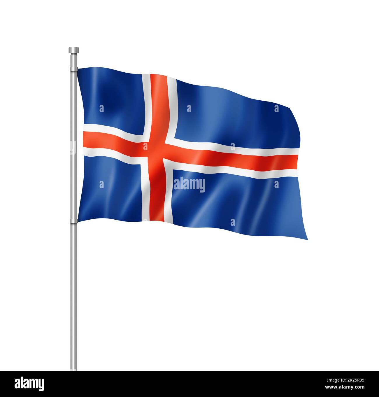 Bandiera islandese isolata su bianco Foto Stock