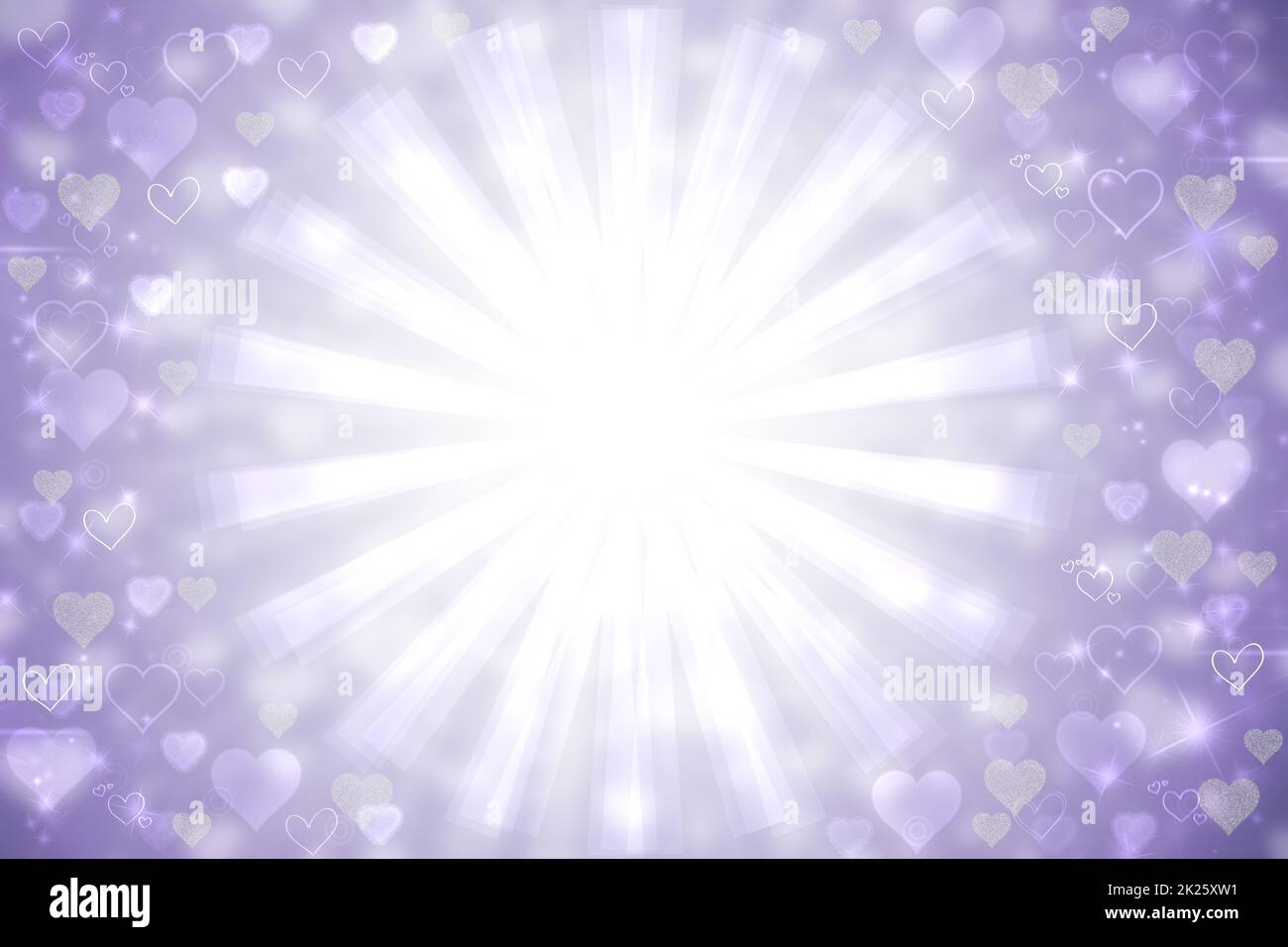 Modello di biglietto giornaliero per San Valentino o le madri. Astratto frattale delicato romantico illustrato rosa chiaro sfumatura blu struttura di fondo con cuori e stelle bokeh. Bellissimo sfondo. Foto Stock