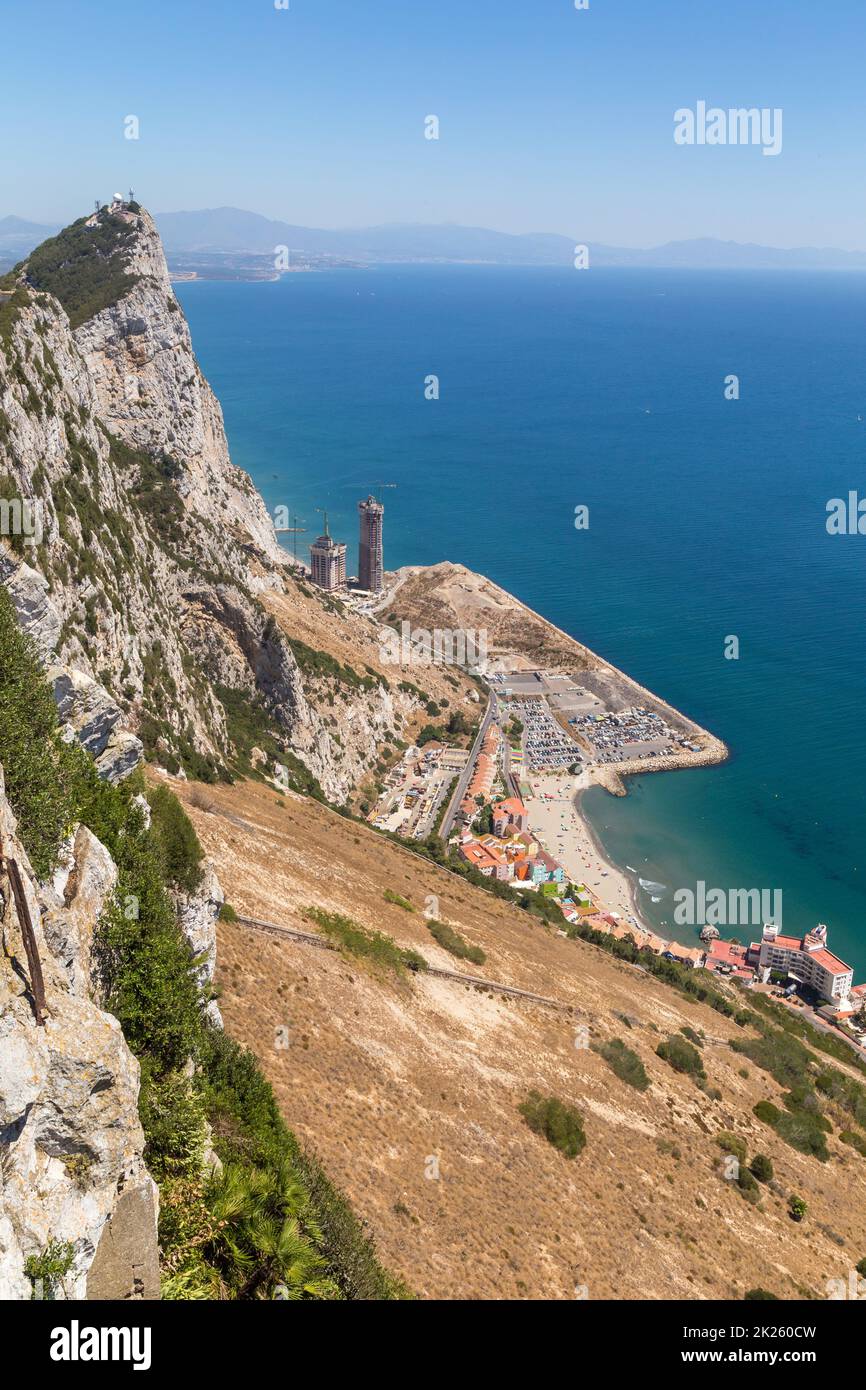 Vista sulla roccia di Gibilterra Foto Stock