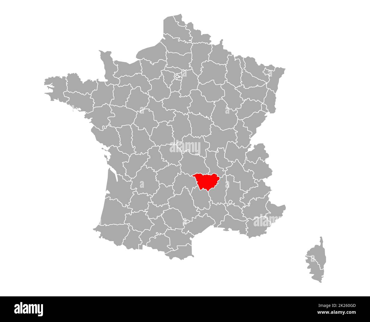 Haute-Loire sulla mappa di Francia Foto Stock