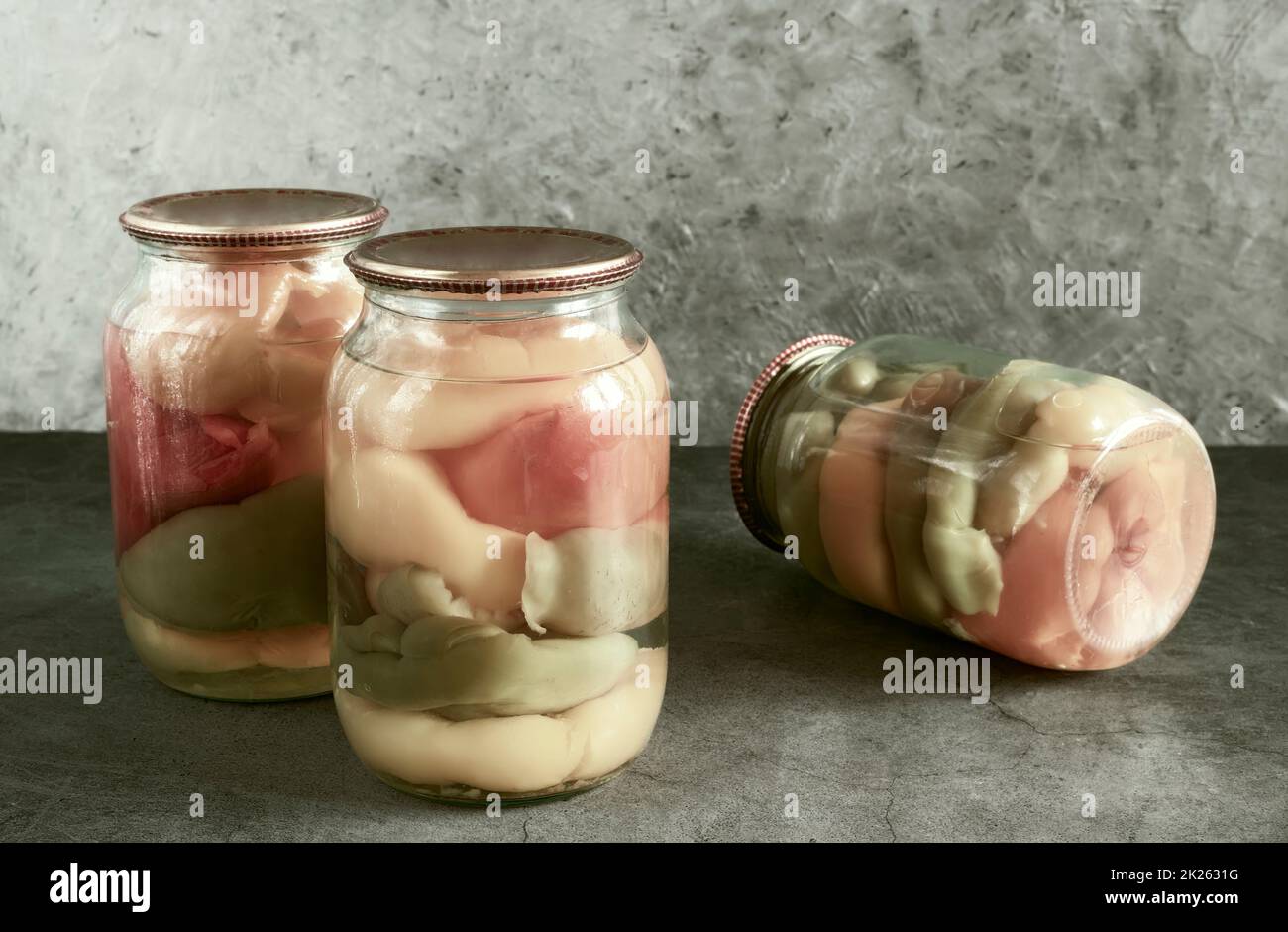 Home inscatolamento: Peperoni sottaceto per ripieno Foto Stock