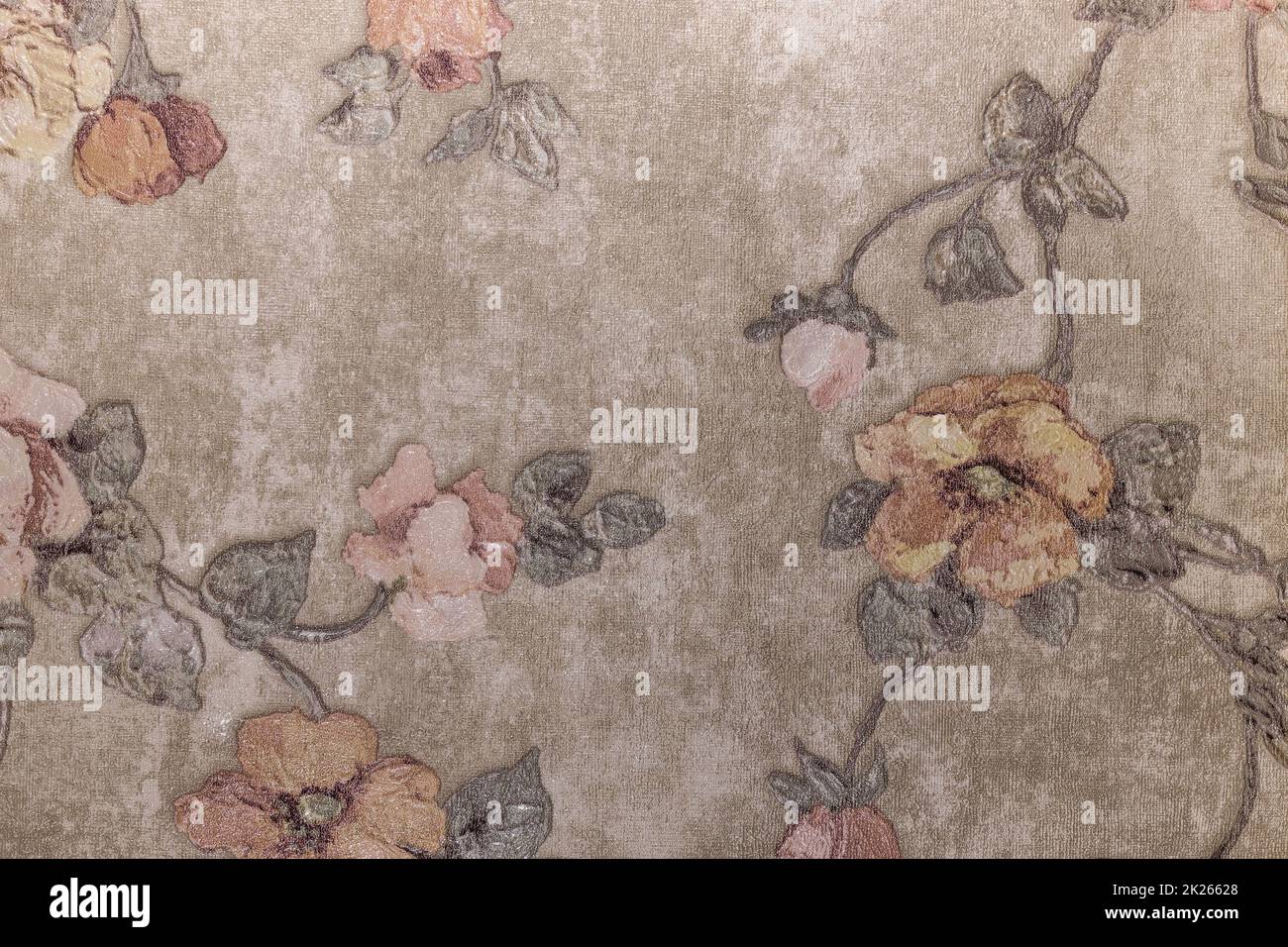 texture retrò tappezzeria di fondo con ornamento floreale Foto Stock