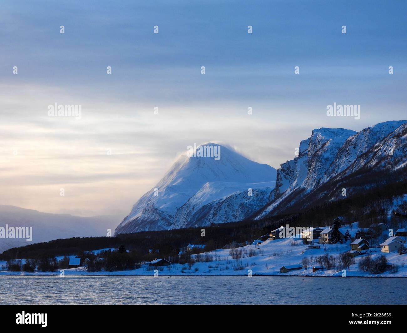Lyngen-Alps, Troms og Finnmark, Norvegia Foto Stock