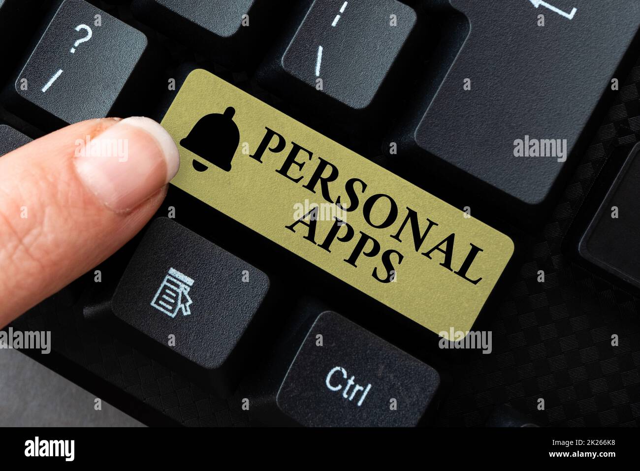 Testo che mostra le app personali Inspiration. Concetto significato Organizzatore Calendario Online informazioni private navigazione dati Cronologia transazioni online, creazione di un file system organizzato Foto Stock