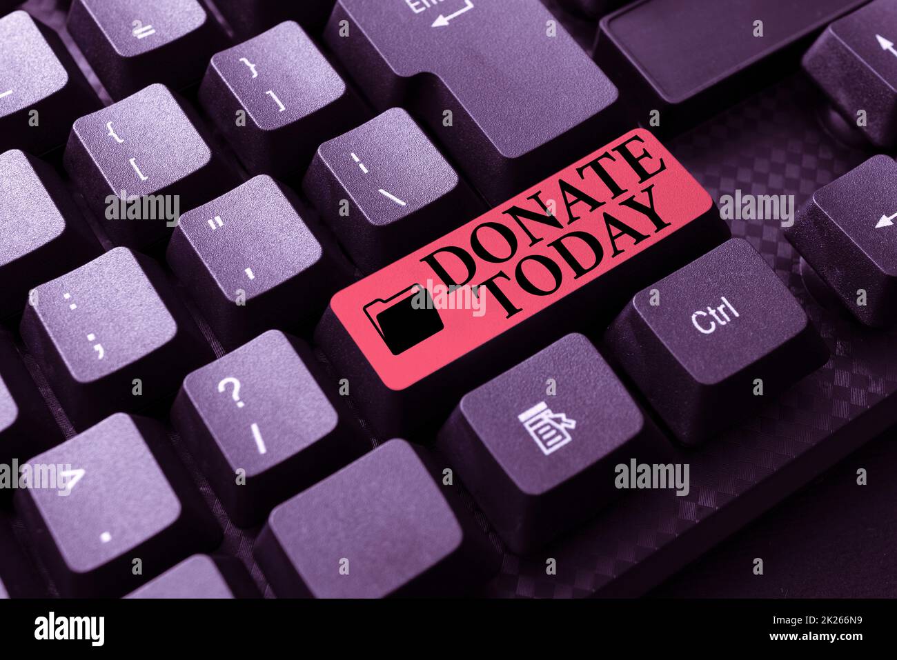 Testo scritto a mano Donate oggi stesso. Parola per dare come merci, denaro o tempo a una persona o un'organizzazione che redigita Download History Files, digitando Online Registration Forms Foto Stock