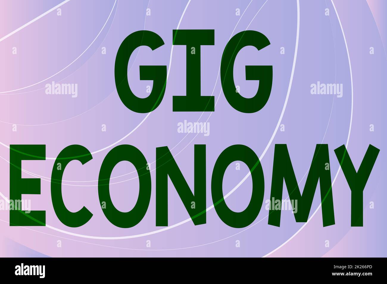 Didascalia di testo che presenta Gig Economy. Business Concept un sistema di mercato distinto per lavori e contratti a breve termine linea di fondo illustrato con varie forme e colori. Foto Stock