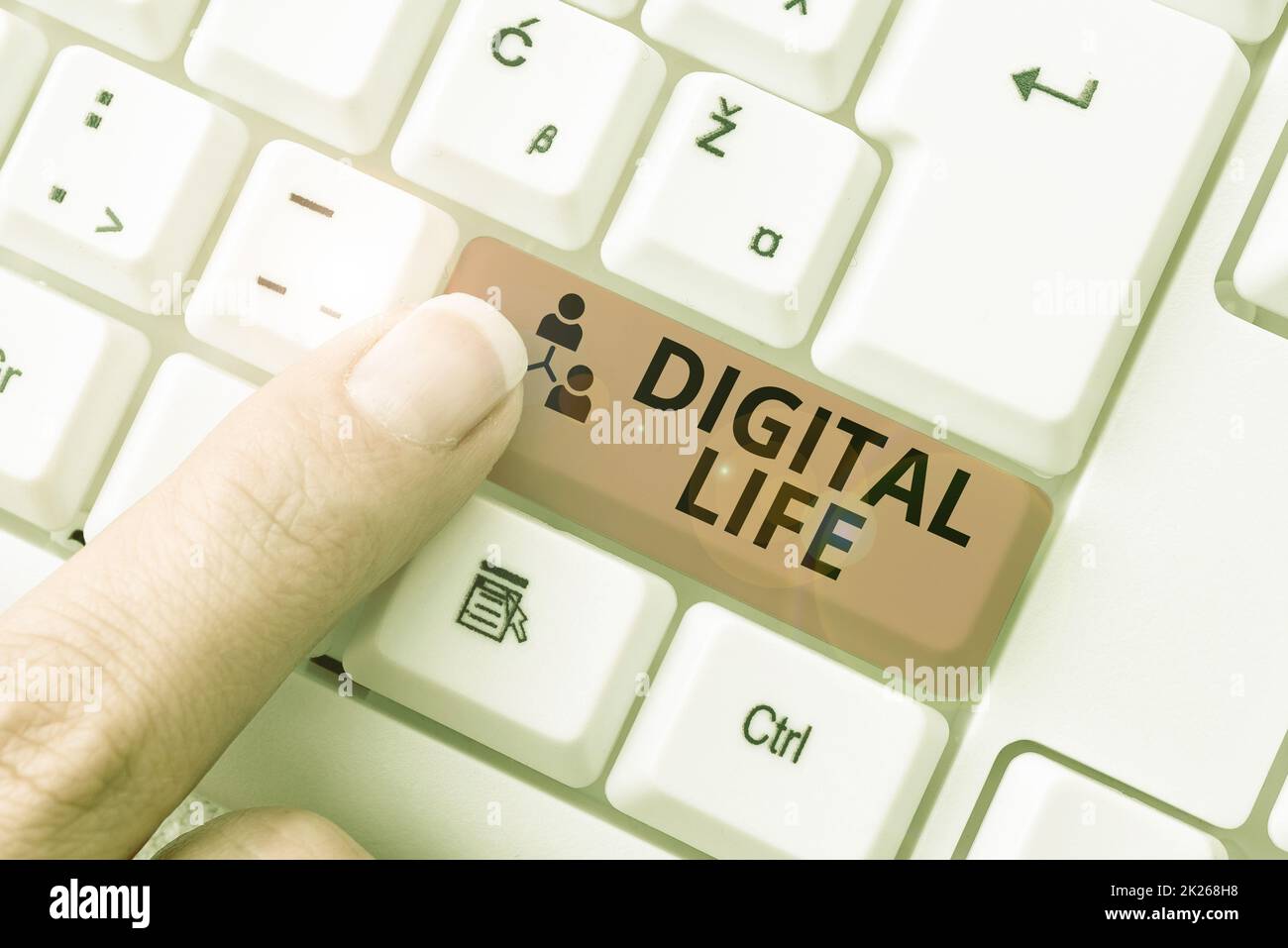 Visualizzazione dei segnali Digital Life. Word for Living in a World interconnected through Internet Multimedia Retyping Download History Files, Typing Online Registration Forms Foto Stock