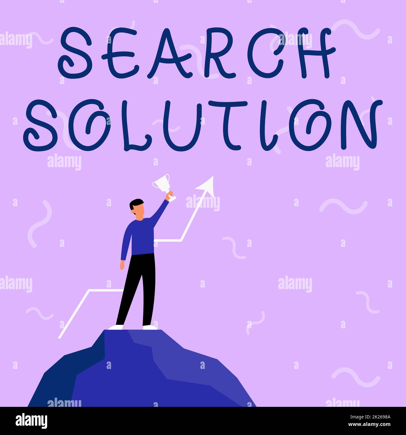 Testo che mostra la soluzione di ricerca inspiratoria. Concetto che significa trovare la risposta appropriata mentre si occupa di un imprenditore problema disegno in piedi su Big Rock orgogliosamente Holding Trophy. Foto Stock Testo che mostra la soluzione di ricerca inspiratoria. Concetto che significa trovare la risposta appropriata mentre si occupa di un imprenditore problema disegno in piedi su Big Rock orgogliosamente Holding Trophy. Foto Stock