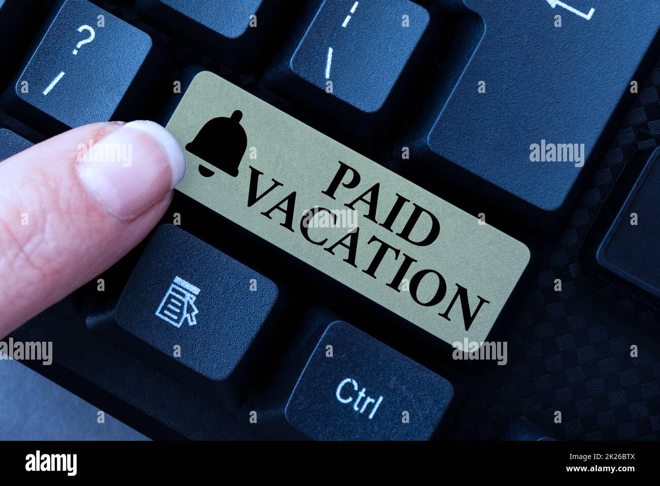 Testo che mostra ispirazione Vacanza pagata. Business Concept Sabbatical Weekend Off Holiday Time Off Benefits Browsing Online Transaction History, creando un file system organizzato Foto Stock