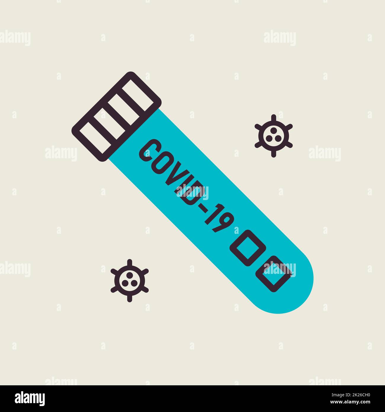 Icona del vettore della provetta per analisi del sangue del coronavirus Foto Stock