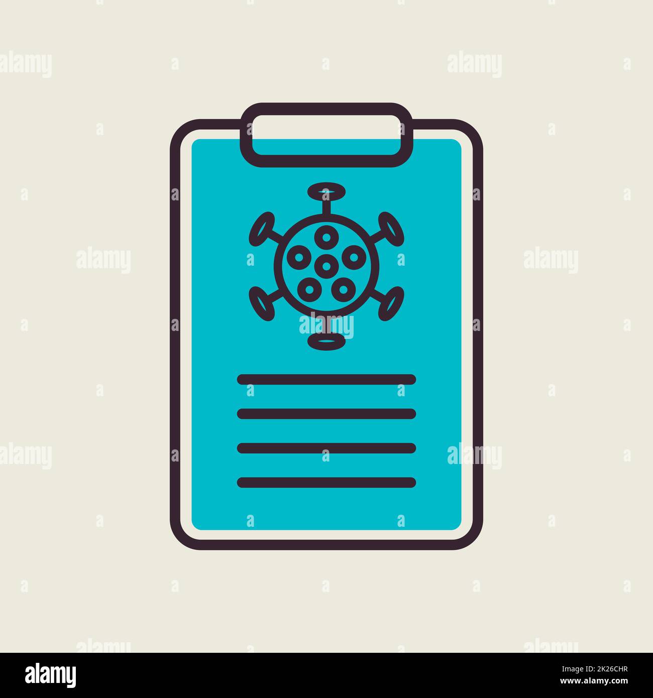 Modulo di test medico per la nuova icona del vettore del virus corona Foto Stock