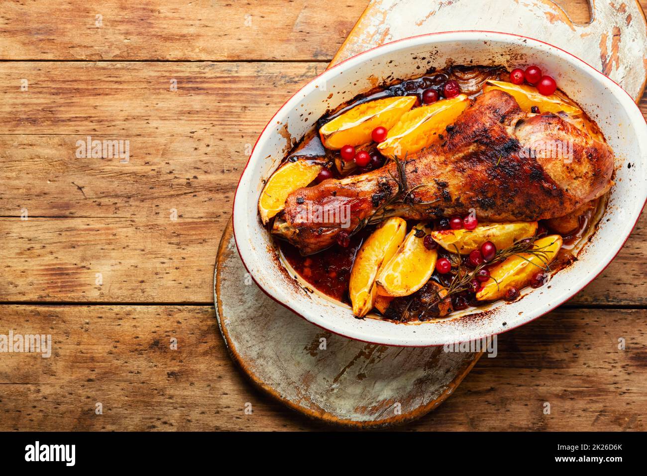 Carne di tacchino con frutta, cena del giorno del Ringraziamento Foto Stock