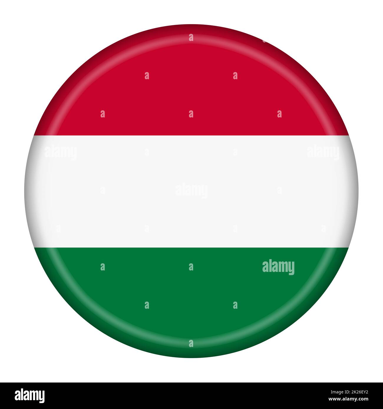Illustrazione del pulsante bandiera Ungheria 3D con percorso di ritaglio Foto Stock