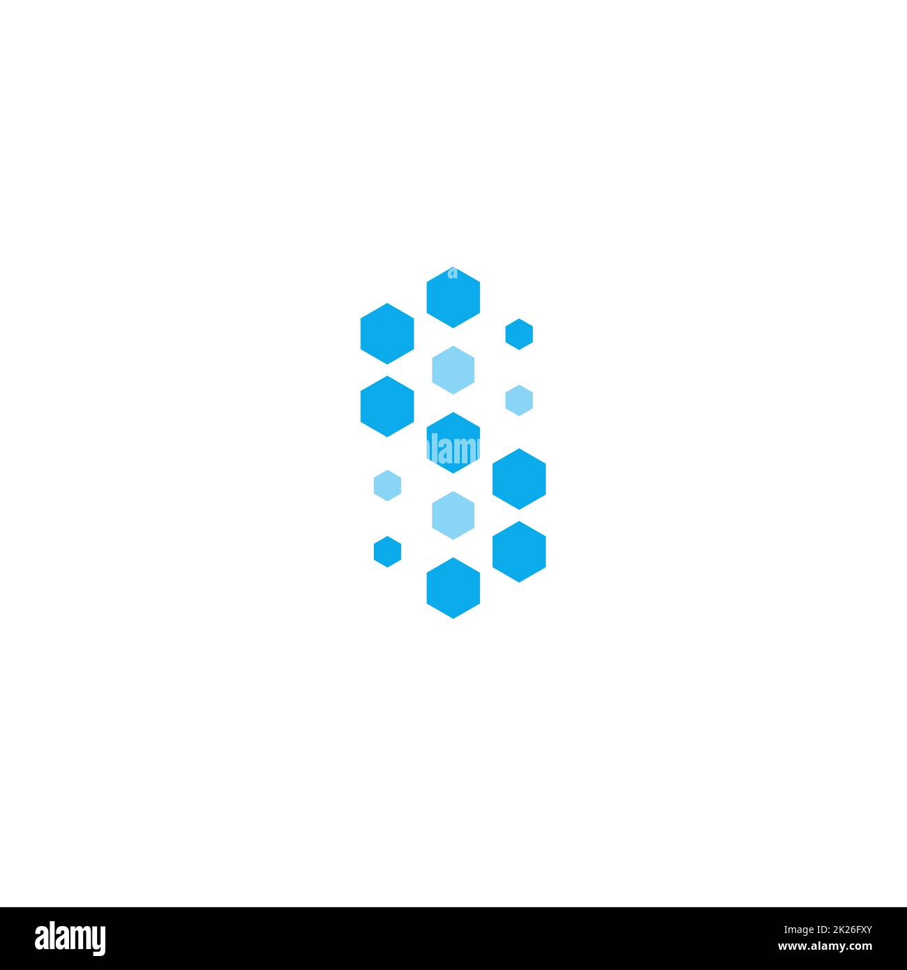 Lettera S, esagoni blu, modello di logo vettoriale per la scienza. Foto Stock