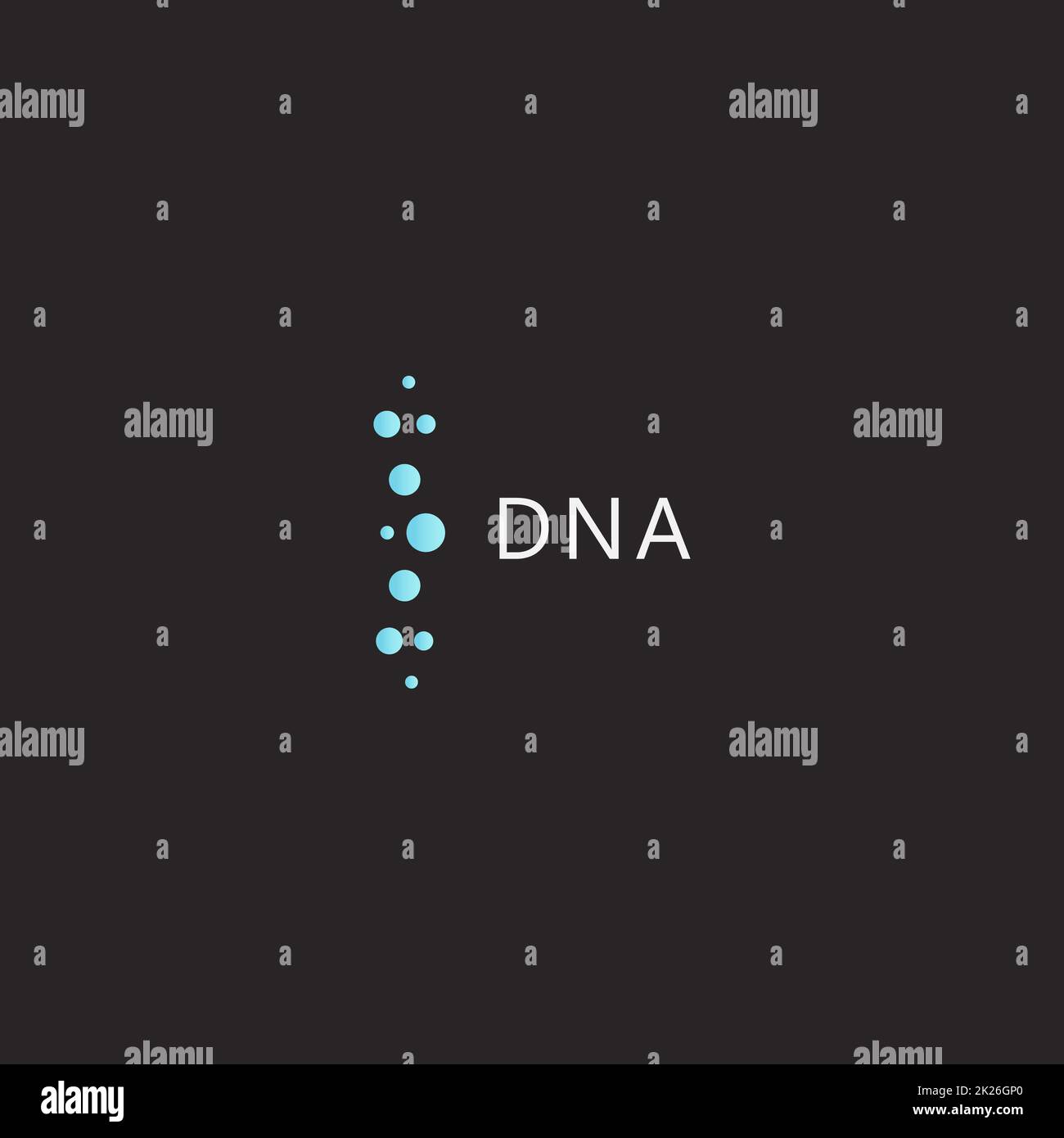 Il logo di DNA template, medical innovation technology, DNA dello sviluppo della scienza segno vettore, icona su sfondo nero. Foto Stock