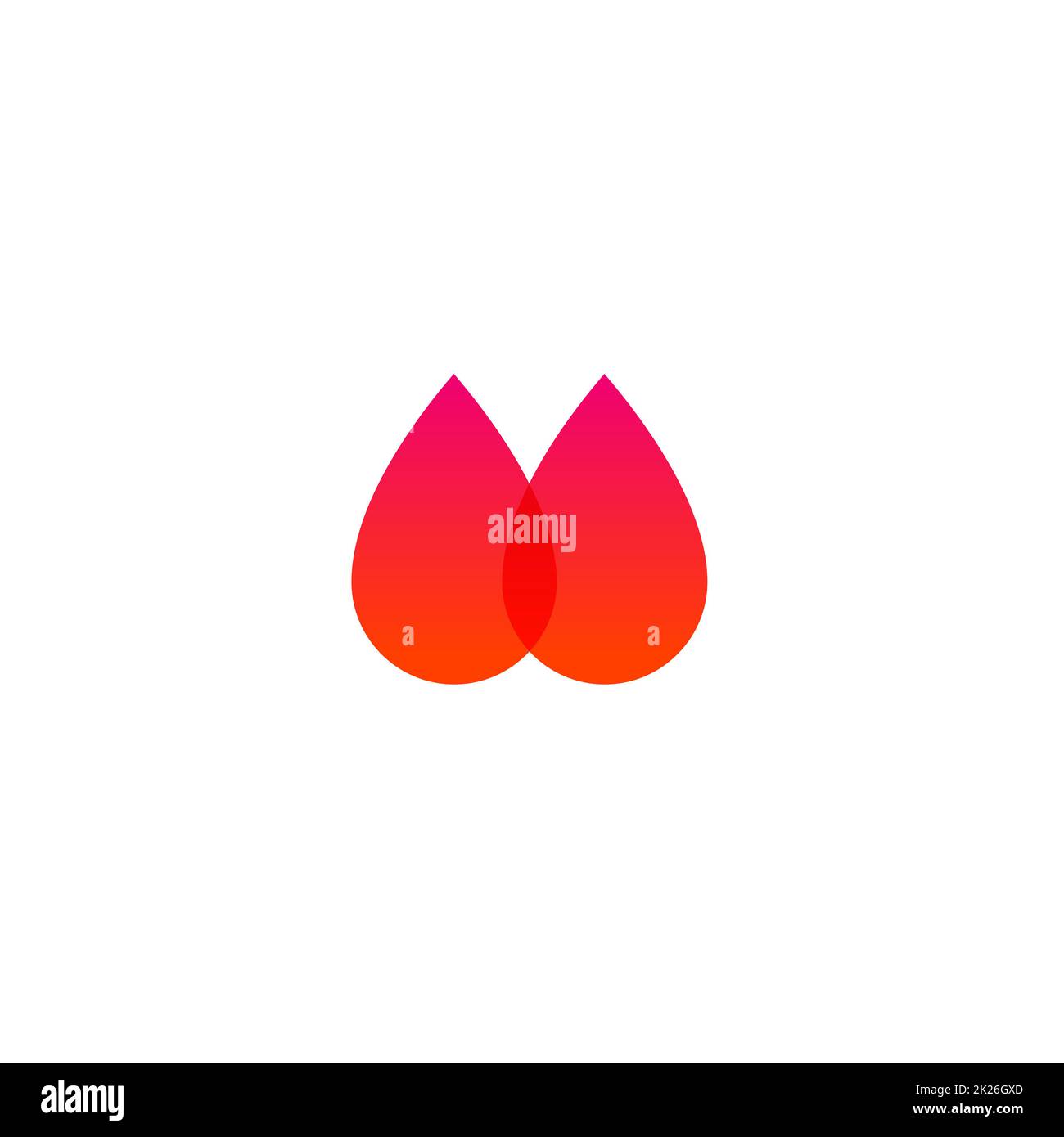 Due rosse gocce di sangue icona vettore. Donare sangue segno. Donatore al mondo giorno emblema. La trasfusione di sangue clinic logotipo. Foto Stock