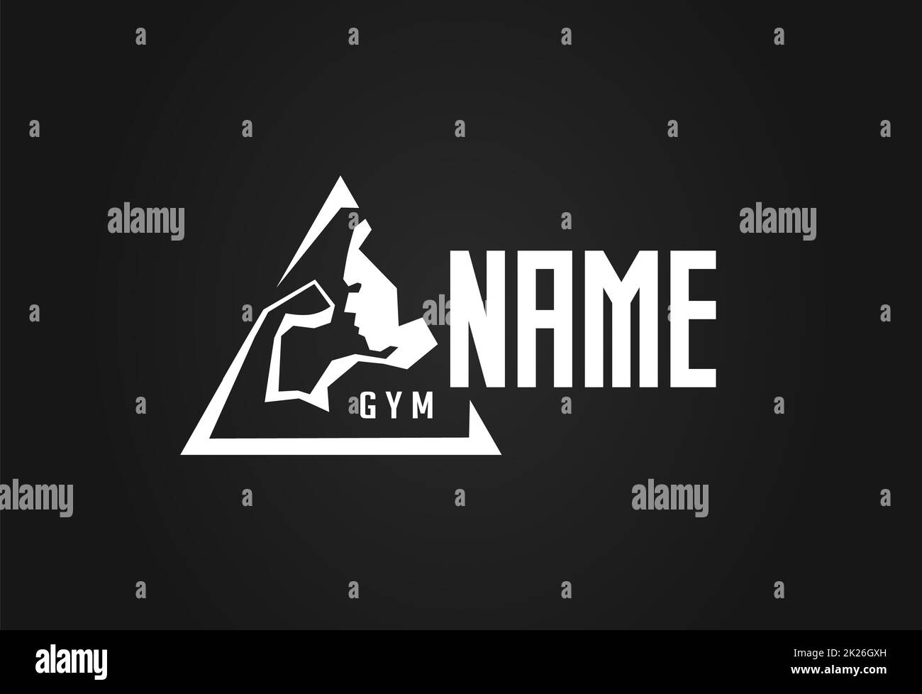 Palestra icona vettore. Stilizzata silhouette di contorno del culturista gonfiato o atleta che mostra e bicipiti tricipiti. Concept design per la palestra. Foto Stock