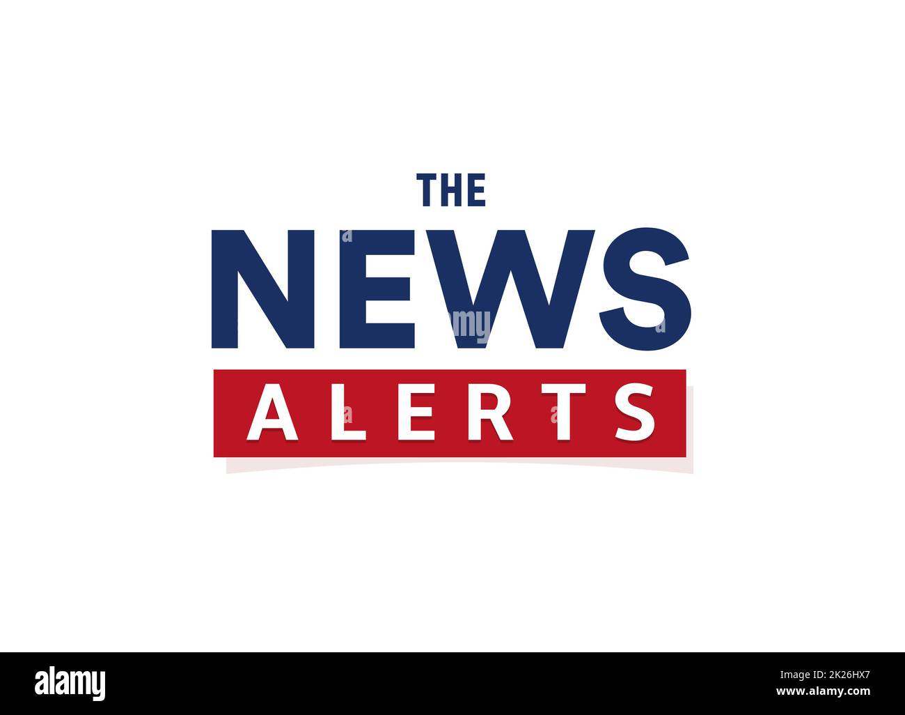 News Alerts semplice modello di banner testo, stile minimalista. Breaking news logo, TV design element, report online, icona microfono, illustrazione vettoriale. Foto Stock