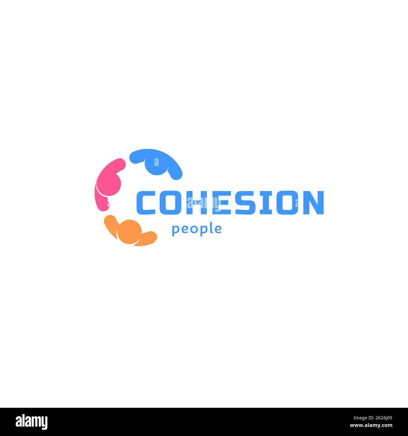 Persone di coesione, astratto vettore isolato logo. Colorate identità aziendale. Foto Stock