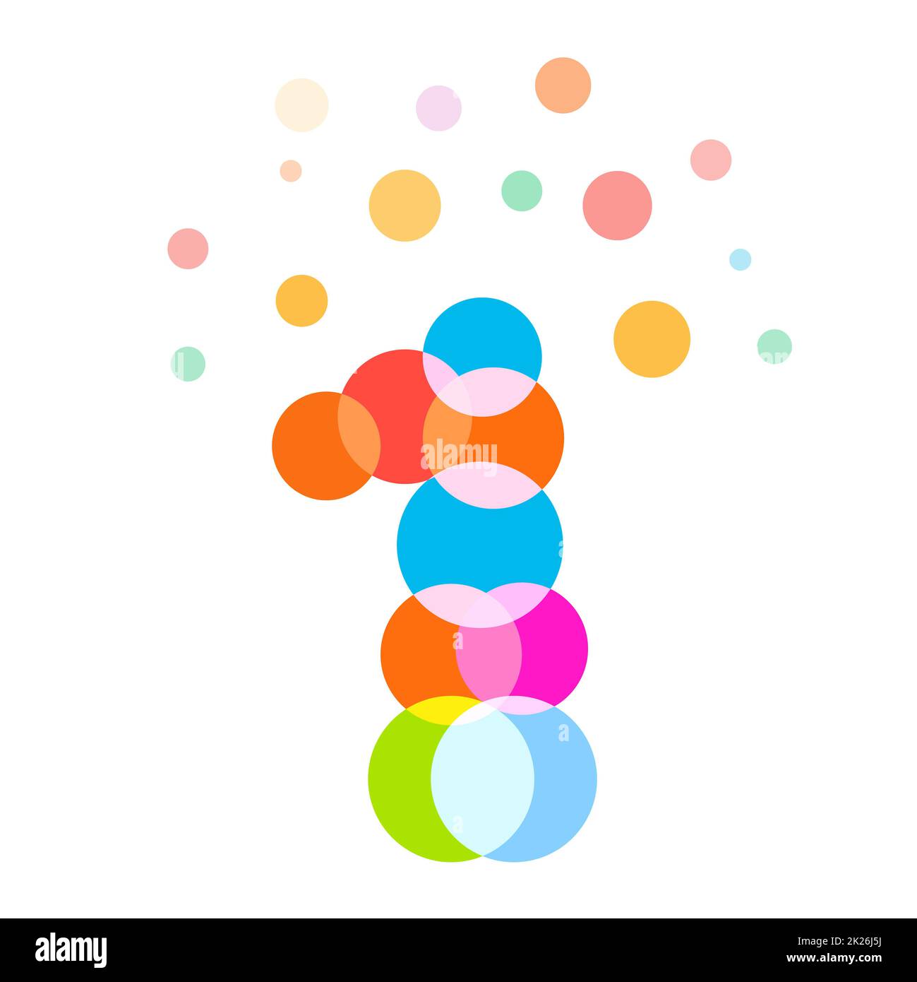 Un numero di bolle colorate e sfere, decorazione per bambini compleanno. Illustrazione Vettoriale. Foto Stock
