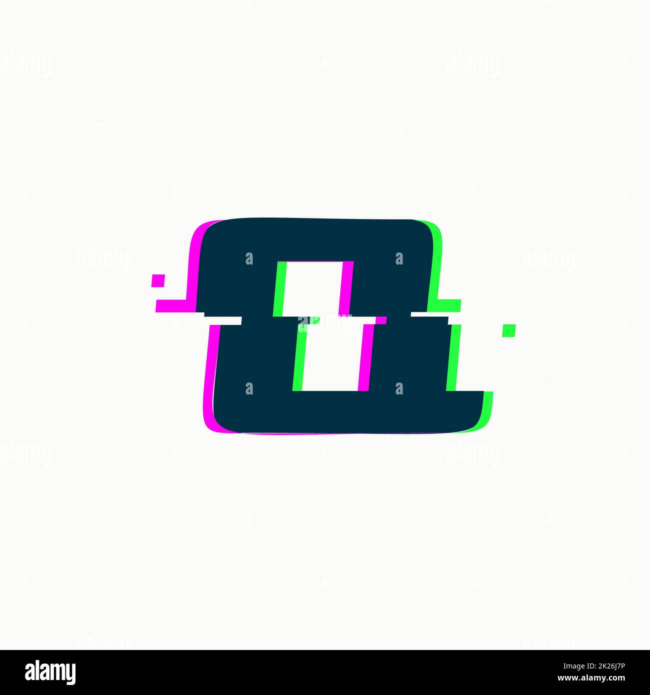 Lettera Q. carattere Glitch, simbolo astratto isolato da vettore con rumore digitale, elemento alfabeto di design moderno su sfondo bianco. Foto Stock