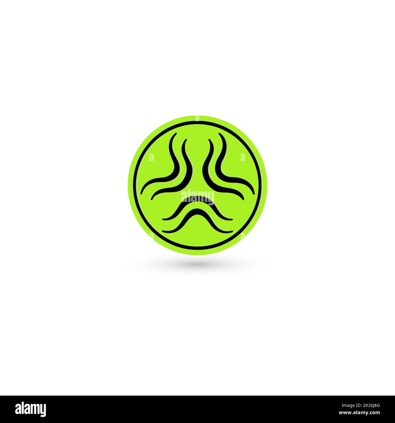 Tossico vettore verde icona. Pittogramma di radiazione. Rischio di biotossicità simbolo. Scienza reattore atomico tech semplice isolato logo chimici Foto Stock