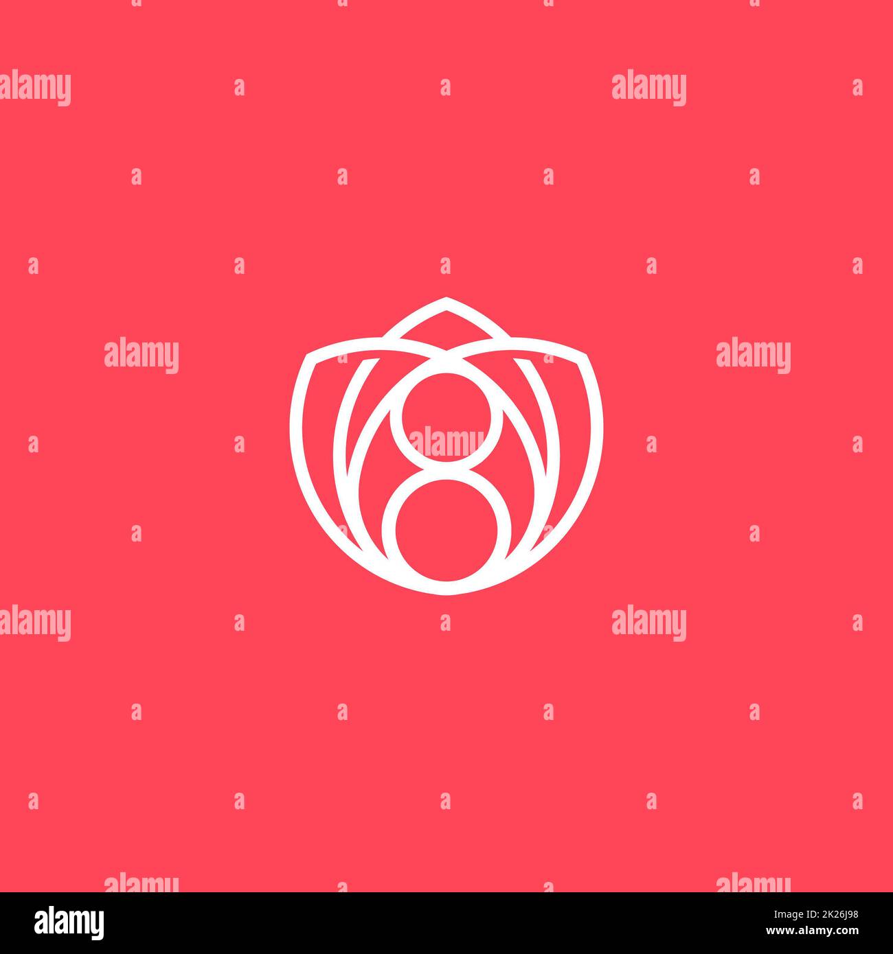 Loto isolato vettore lineart elegante moderno logo su sfondo rosa. Donne del mondo' s giorno. Otto marzo. Foto Stock