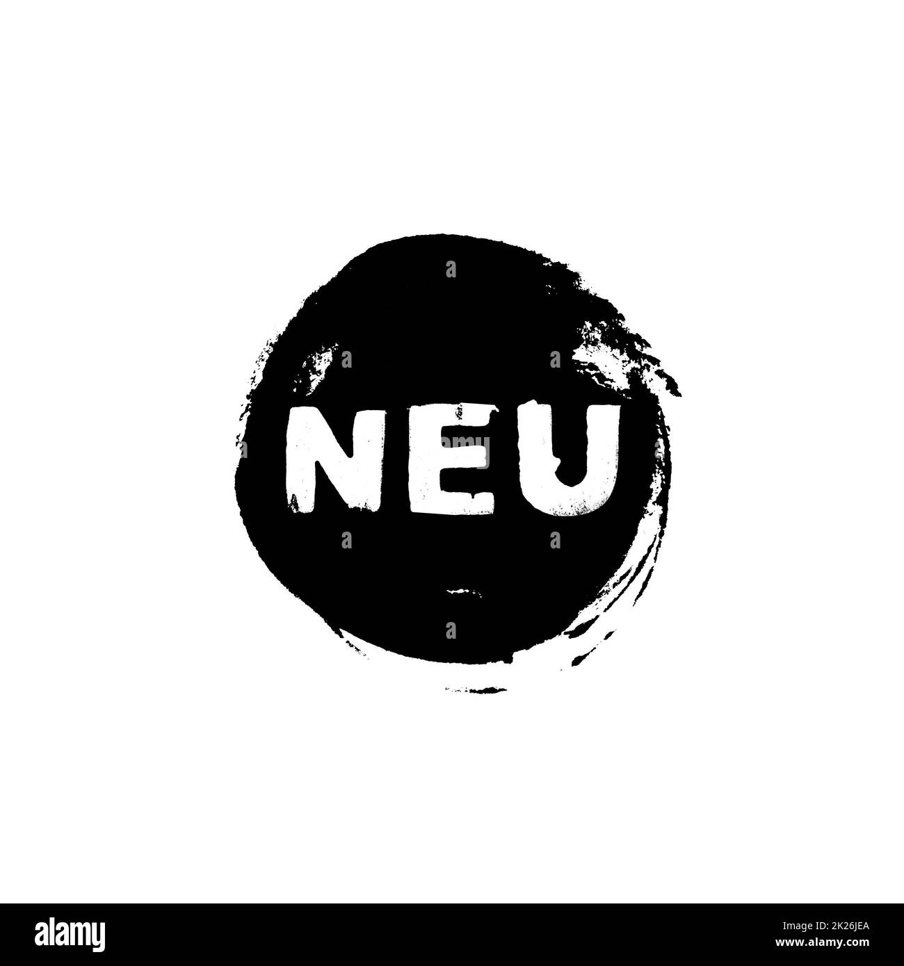 Pulsante nero grunge Paintbrush che mostra nuovo in tedesco Foto Stock