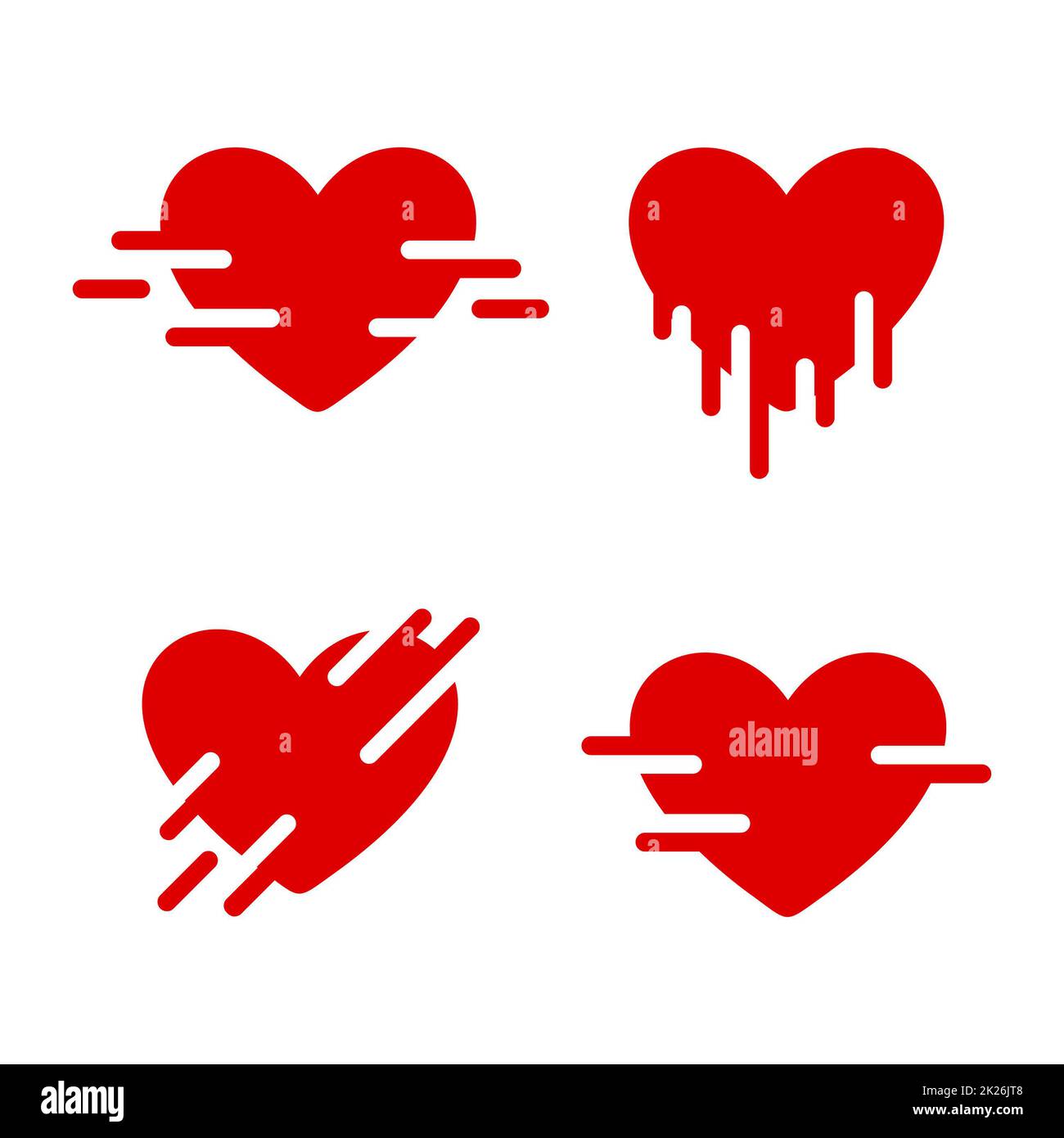 Vettore rosso cuori. Raccolta di immagini di amore. San Valentino Foto Stock
