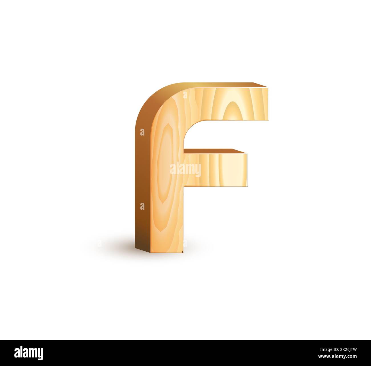 Lettera F. carattere di tessitura geometrico isolato del legno. 3d simboli alfabetici di tipo legno. Illustrazioni vettoriali. Foto Stock