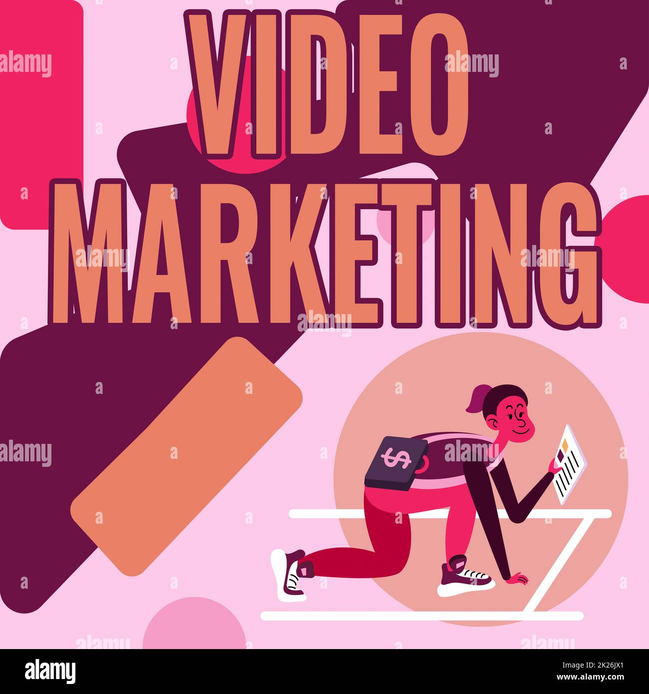 Presentazione concettuale Video Marketing. Concetto di significato integra video coinvolgente nelle campagne di marketing Donna trasporto Briefcase lettura Quotidiani preparazione per iniziare a investire. Foto Stock