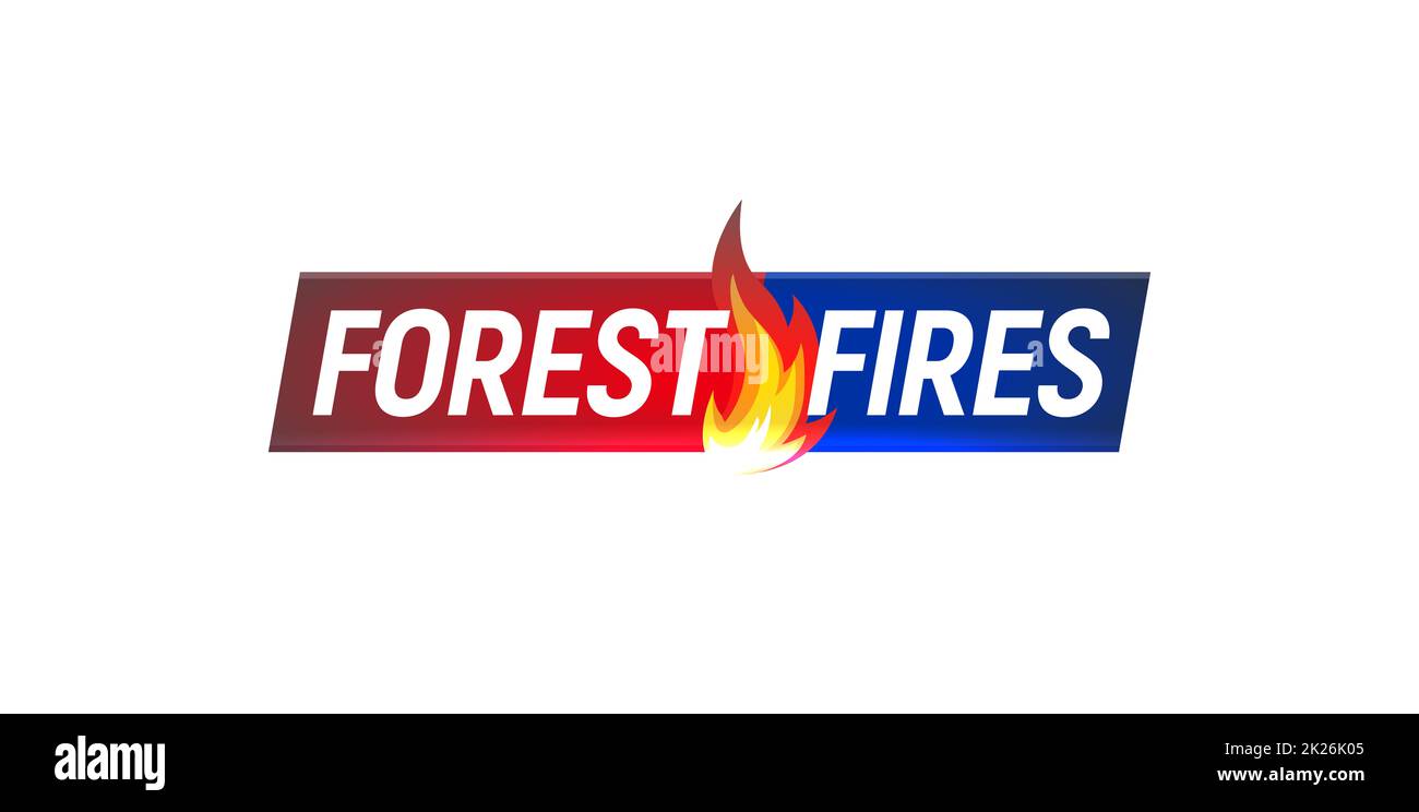 Gli incendi boschivi, titolo di notizia, illustrazione vettoriale Foto Stock