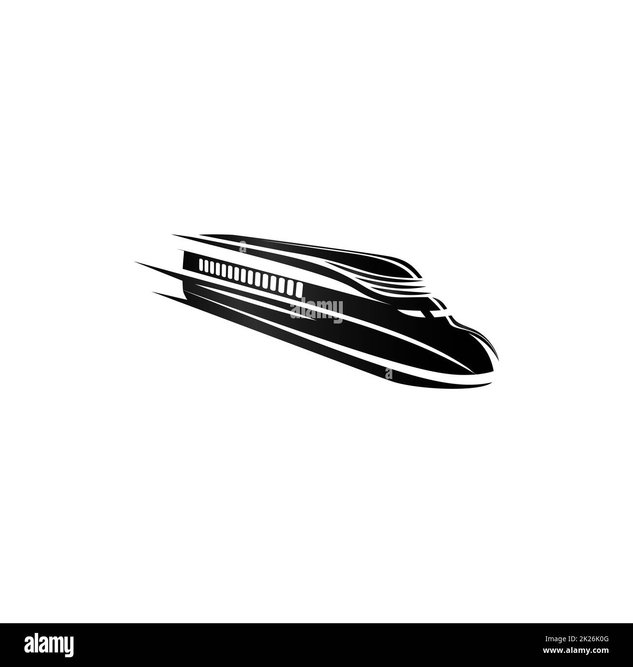 Monocromatico isolato moderno stile di incisione logo treno impostato su sfondo bianco illustrazione vettoriale Foto Stock