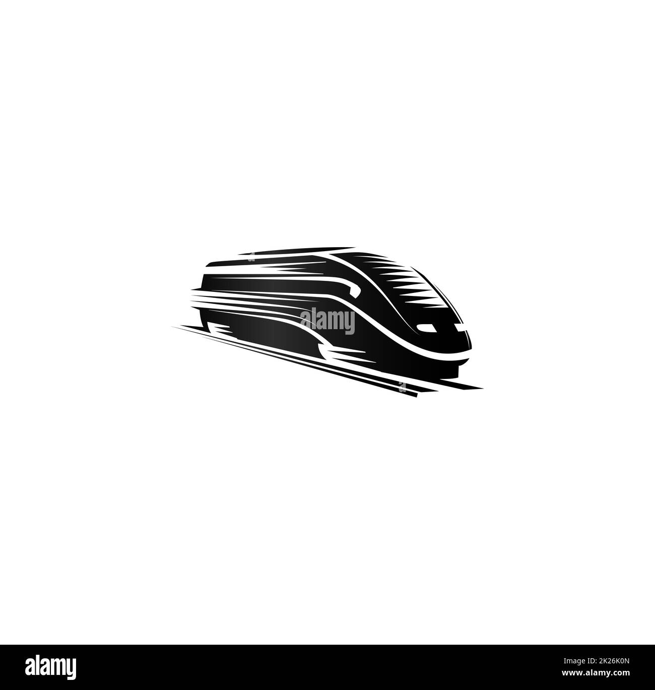 Monocromatico isolato moderno stile di incisione logo treno impostato su sfondo bianco illustrazione vettoriale Foto Stock
