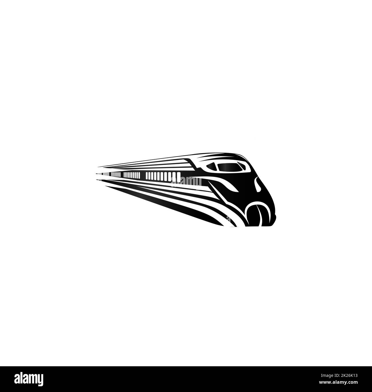 Monocromatico isolato moderno stile di incisione logo treno impostato su sfondo bianco illustrazione vettoriale Foto Stock
