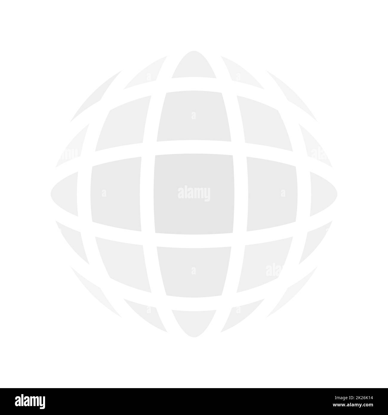 Icona vettoriale stilizzata pianeta terra. Elemento di progettazione per siti di modelli di progettazione, biglietti da visita, poster, brochure, volantini, cataloghi. Logo della pagina Internet dell'indirizzo. Grigio gradiente trasparente. Foto Stock